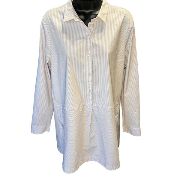 J.Jill Pink Pinstriped Button Down Professional Long Sleeve Blouse Size XL - Picture 1 of 8